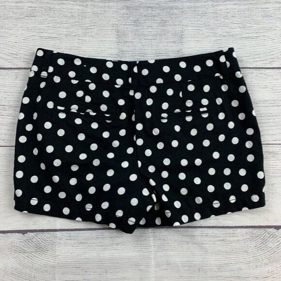 Loft Outlet Shorts sz 6 Black White Polka Dot Linen Cotton Blend Inseam 3.5" - Picture 6 of 10